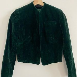 Cropped Velvet Blazer | Vintage l Green